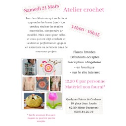 Atelier crochet samedi 21 mars