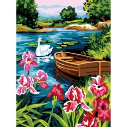 Canevas " les iris du lac "