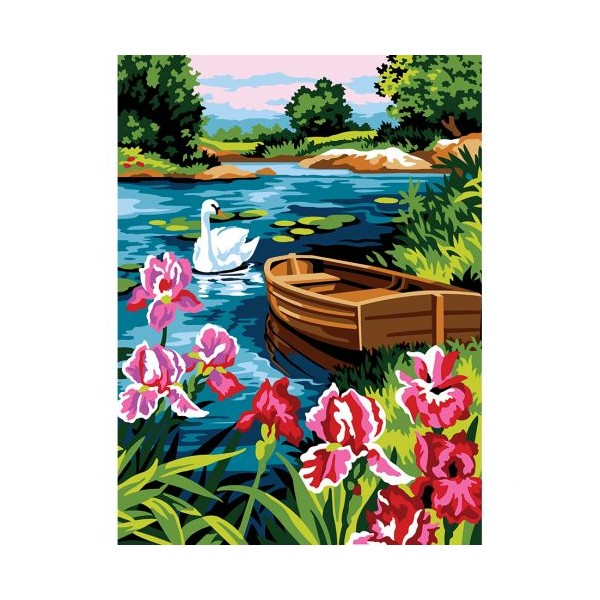 Canevas " les iris du lac "