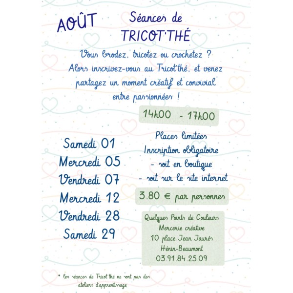 Séances de TRICOT'THE Août